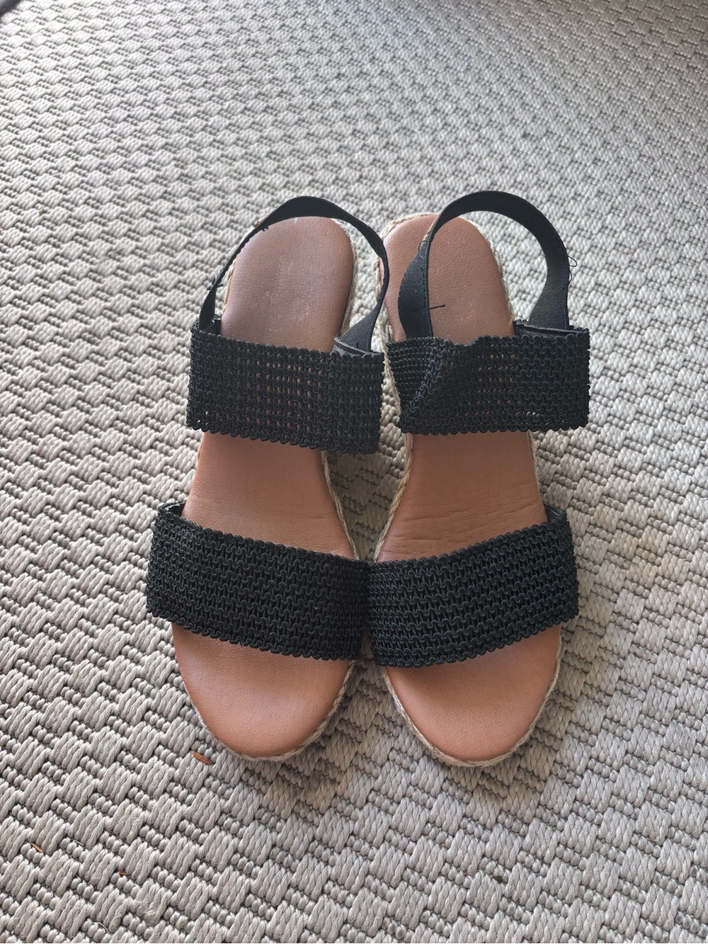 Tommy Bahama Black Two-Strap Wedge Sandal